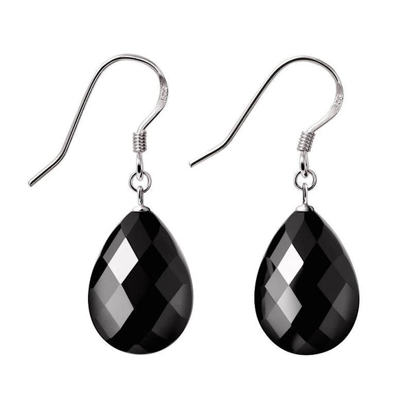 Faceted Elegant Black Agate Sterling Silver Earrings - Franki Baker Jewellery