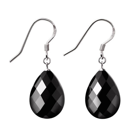 Faceted Elegant Black Agate Sterling Silver Earrings - Franki Baker Jewellery