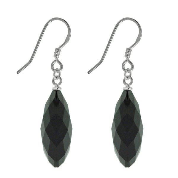 Faceted Elegant Black Agate Sterling Silver Earrings - Franki Baker Jewellery