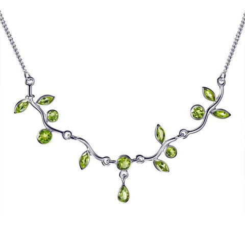 Faceted Green Peridot Sterling Silver Leaf Necklace - Franki Baker Jewellery