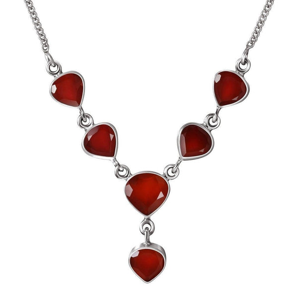 Faceted Natural Carnelian Gemstones and Sterling Silver Chain Necklace - Franki Baker Jewellery
