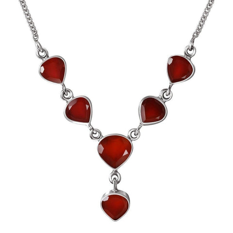 Faceted Natural Carnelian Gemstones and Sterling Silver Chain Necklace - Franki Baker Jewellery