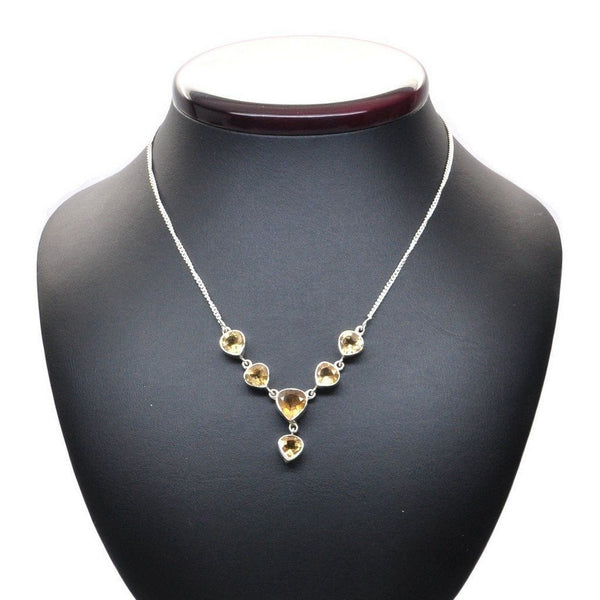 Faceted Natural Citrine Gemstone and Sterling Silver Chain Necklace - Franki Baker Jewellery