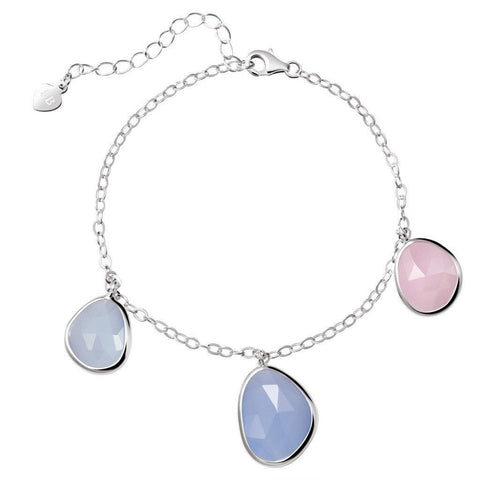 Faceted Pink, Blue & Purple Crystals on Sterling Silver Bracelet - Franki Baker Jewellery