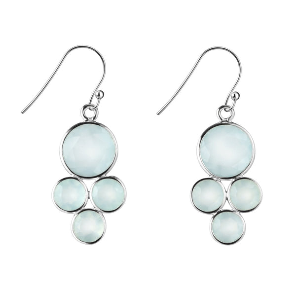 Faceted Pretty Blue-Green Chalcedony and Silver Drop Earrings - Franki Baker Jewellery