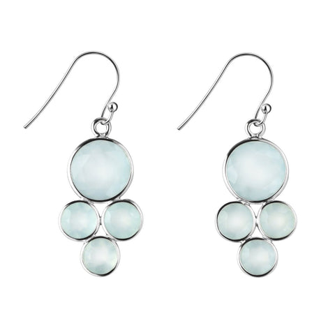 Faceted Pretty Blue-Green Chalcedony and Silver Drop Earrings - Franki Baker Jewellery