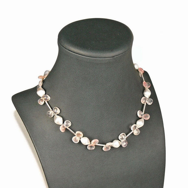 Faceted Rose Quartz and Brushed Sterling Silver Beads Necklace - Franki Baker Jewellery