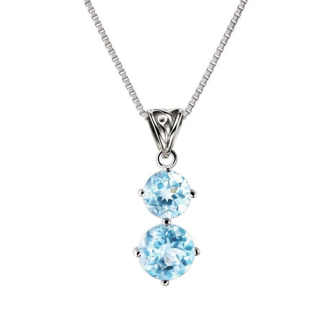 Faceted Round Blue Topaz and Sterling Silver Pendant Necklace - Franki Baker Jewellery