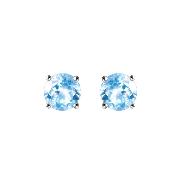 Facetted Natural Blue Topaz & Sterling Silver Stud Earrings. Size: 6mm - Franki Baker Jewellery