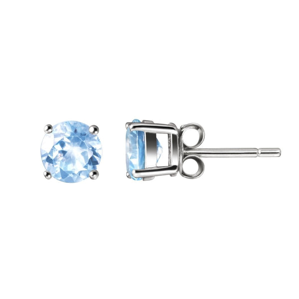 Facetted Natural Blue Topaz & Sterling Silver Stud Earrings. Size: 6mm - Franki Baker Jewellery