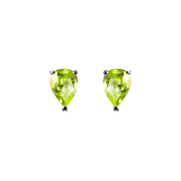 Facetted Pear Shaped Green Natural Peridot & Sterling Silver Stud Earrings. - Franki Baker Jewellery