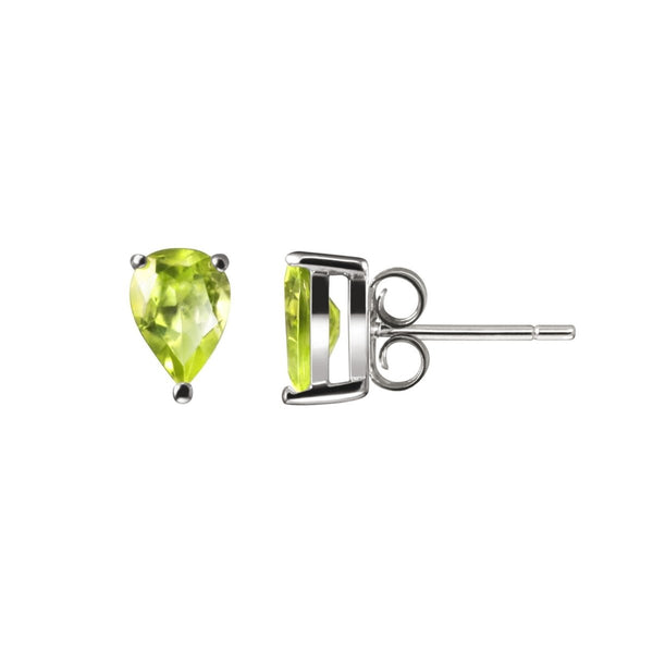 Facetted Pear Shaped Green Natural Peridot & Sterling Silver Stud Earrings. - Franki Baker Jewellery