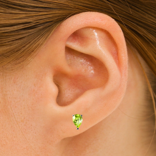 Natural Peridot Earrings for Women - Pear Shaped