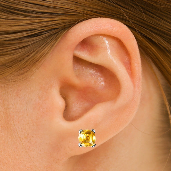 Natural Citrine & Sterling Silver Earrings. 8mm.