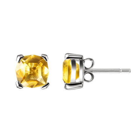 Facetted dainty Yellow Natural Citrine & Sterling Silver Stud Earrings. - Franki Baker Jewellery