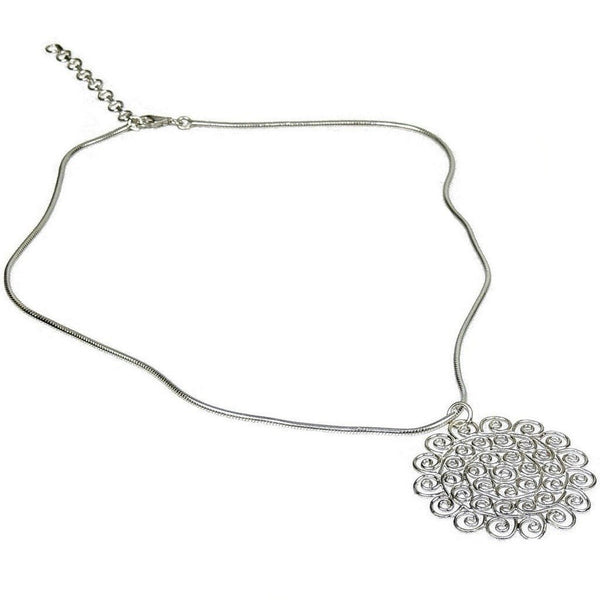 Fine Filigree Sterling Silver Large Sun Pendant on Silver Chain - Franki Baker Jewellery