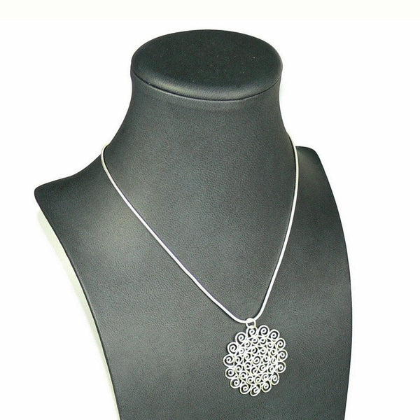 Fine Filigree Sterling Silver Large Sun Pendant on Silver Chain - Franki Baker Jewellery