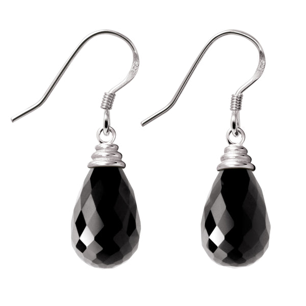 Elegant Tear Drop Black Agate and Sterling Silver Earrings - Franki Baker Jewellery
