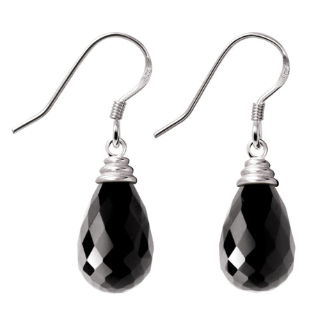 Elegant Tear Drop Black Agate and Sterling Silver Earrings - Franki Baker Jewellery