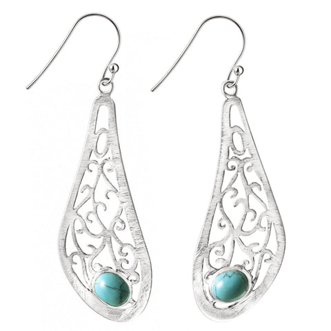 Franki Baker Filigree Silver & Turquoise Drop Earrings - Franki Baker Jewellery