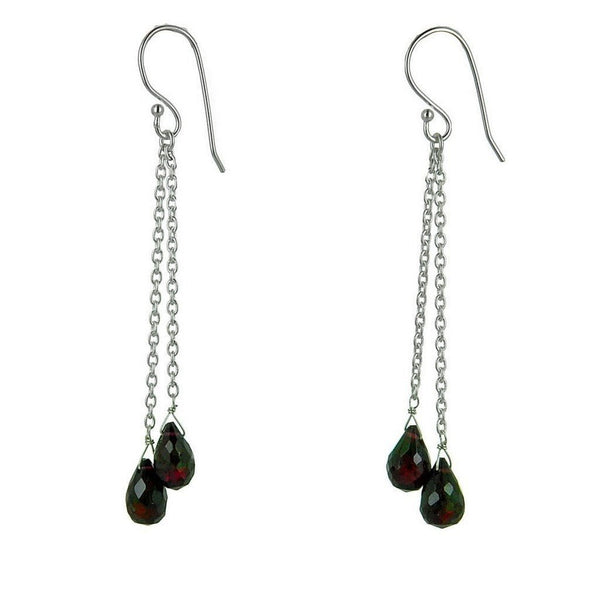 Garnet and Silver Drop Earrings - Franki Baker Jewellery