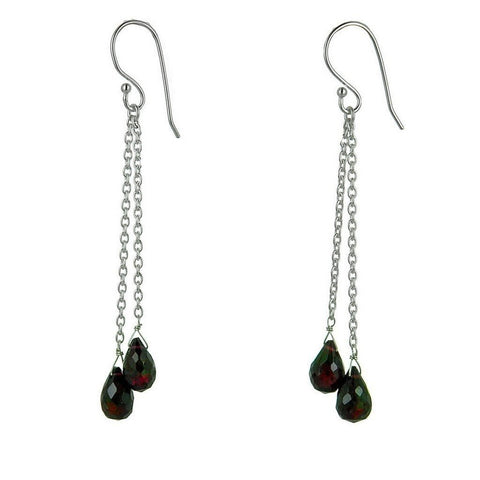 Garnet and Silver Drop Earrings - Franki Baker Jewellery