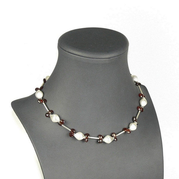 Garnets and Brushed Sterling Silver Beads Necklace - Franki Baker Jewellery