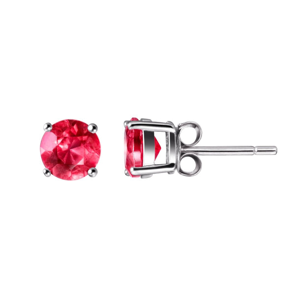 Genuine Burmese Round Facetted Ruby & Sterling Silver Stud Earring - Franki Baker Jewellery