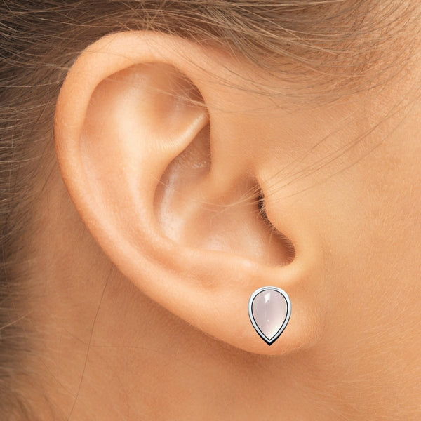 Moonstone & Silver Stud Earrings