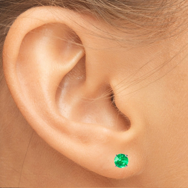 Genuine Emerald Stud Earring
