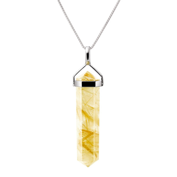 Golden Rutile Quartz & Sterling Silver Double Point Pendant Necklace - Franki Baker Jewellery