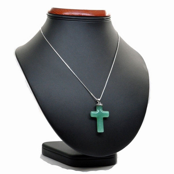 Green Aventurine Cross on Silver Chain - Franki Baker Jewellery