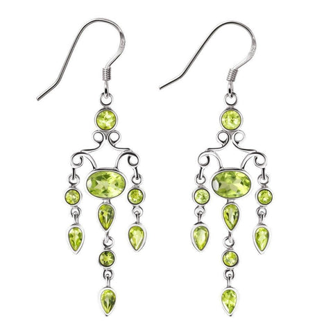 Green Peridot and Silver Chandelier Earrings - Franki Baker Jewellery