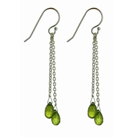 Green Peridot and Sterling Silver Drop Earrings - Franki Baker Jewellery