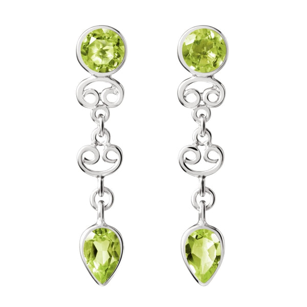 Green Peridot and Sterling Silver Stud/ Drop Earrings - Franki Baker Jewellery