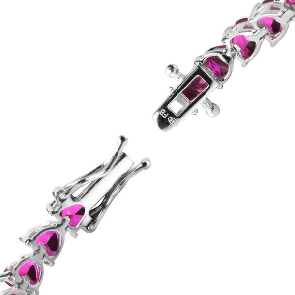 Heart Cut Ruby & Diamond Crystals & 925 Sterling Silver Delicate Tennis Bracelet - Franki Baker Jewellery