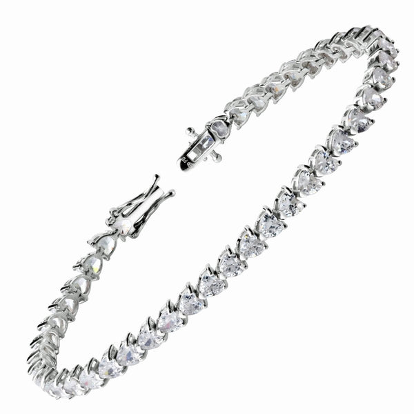 Heart Shaped Diamond CZ & 925 Sterling Silver Tennis Bracelet - Franki Baker Jewellery