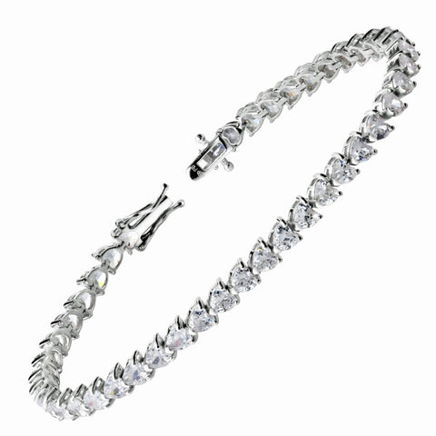 Heart Shaped Diamond CZ & 925 Sterling Silver Tennis Bracelet - Franki Baker Jewellery