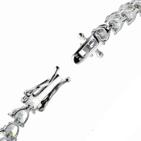 Heart Shaped Diamond CZ & 925 Sterling Silver Tennis Bracelet - Franki Baker Jewellery