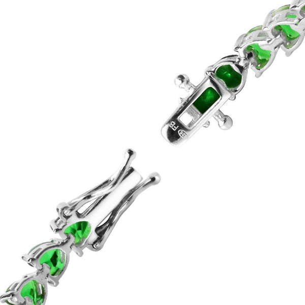 Heart Shaped Emerald CZ & 925 Sterling Silver Tennis Bracelet - Franki Baker Jewellery