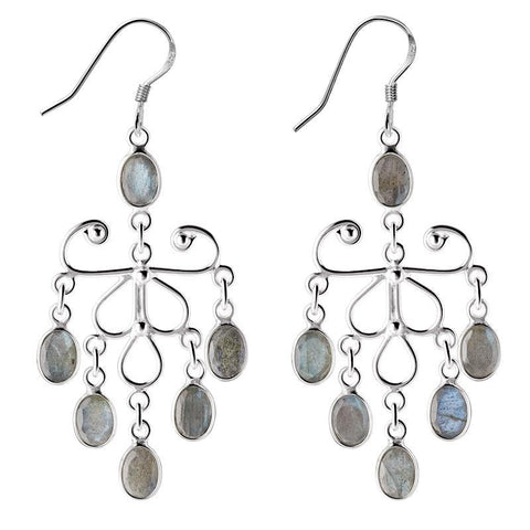 Labradorite and Silver Chandelier Drop Earrings - Franki Baker Jewellery