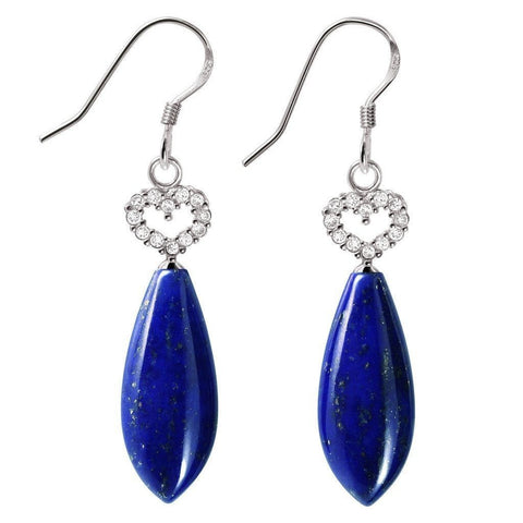 Lapis Lazuli and Sterling Silver Heart Earrings - Franki Baker Jewellery
