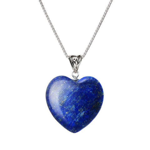 Lapis Lazuli Heart Gemstone Pendant Necklace on 925 Sterling Silver - Franki Baker Jewellery