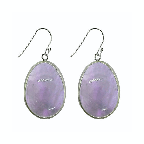 Large Statement Natural Amethyst & Sterling Silver Drop Earrings. Length: 4.5cm