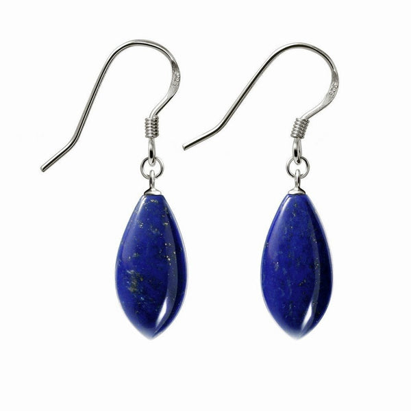 Leaf Shaped Lapis Lazuli and Sterling Silver Drop Earrings - Franki Baker Jewellery