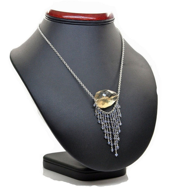 Lemon Topaz, Iolite and Sterling Silver Necklace - Franki Baker Jewellery