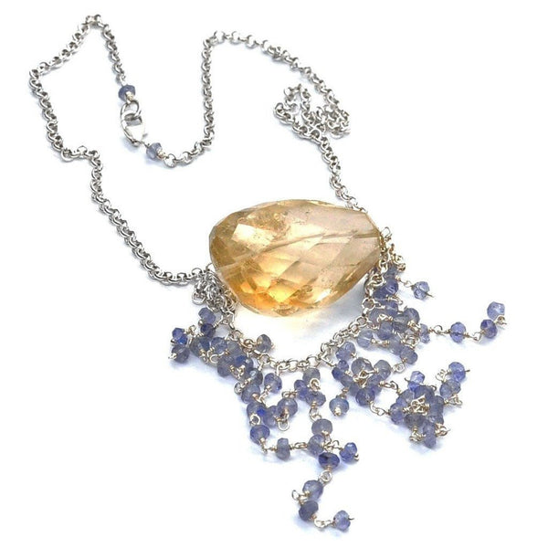 Lemon Topaz, Iolite and Sterling Silver Necklace - Franki Baker Jewellery