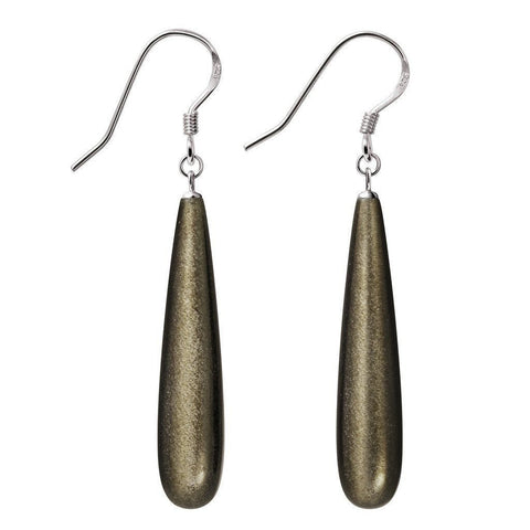Long and Elegant Natural Obsidian and Sterling Silver Earrings - Franki Baker Jewellery
