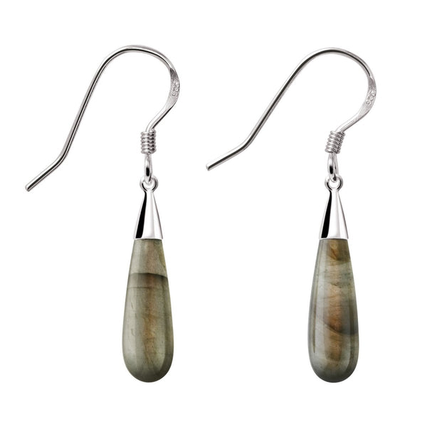 Long Elegant Pear Drop Labradorite Sterling Silver Earrings - Franki Baker Jewellery