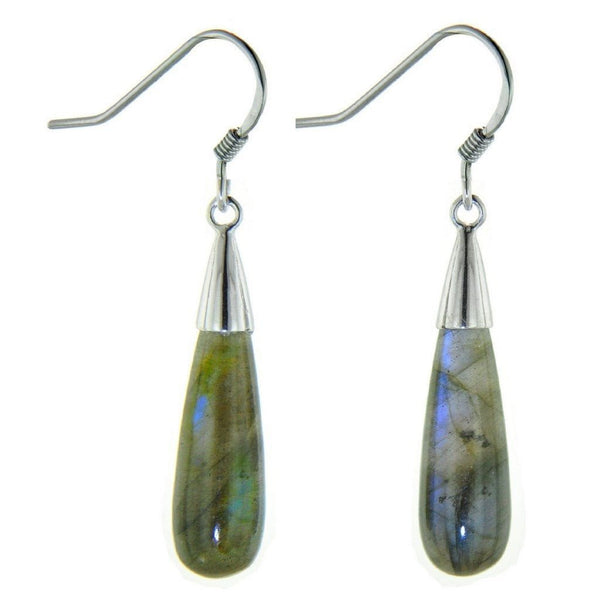 Long Elegant Pear Drop Labradorite Sterling Silver Earrings - Franki Baker Jewellery